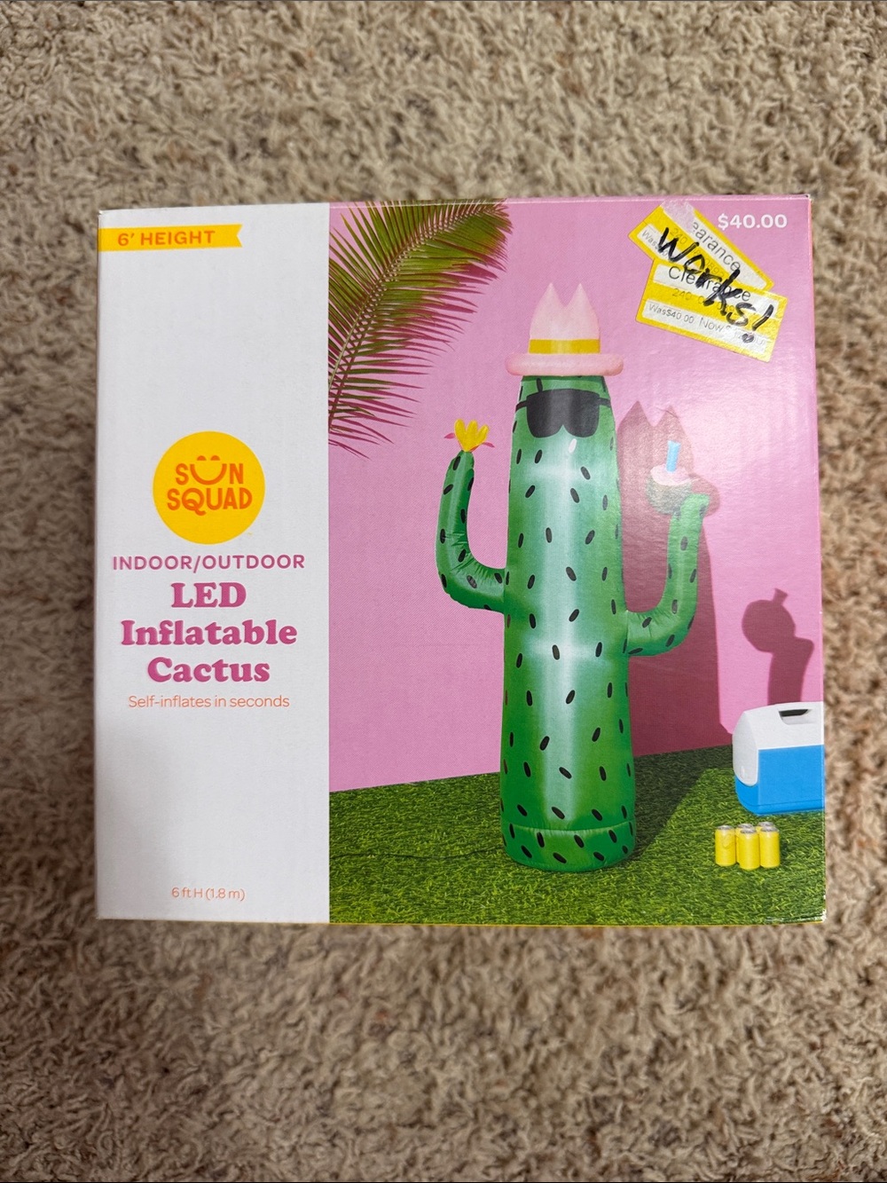 Inflatable Beach Cactus - Indoor/Outdoor, 6’ tall, like new condition